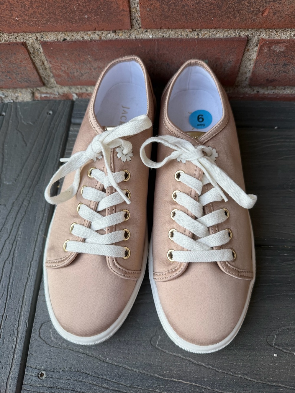 Jack Rogers Lia Satin Sneakers Champagne Blush Pink Low Top Casual Shoes Women